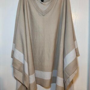 Ann Taylor Beige and White Poncho